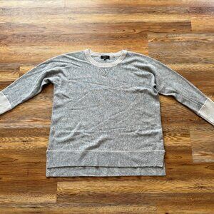 Forte Cashmere Crewneck Sweater L/G Gray Crop Cozy Minimalist Neutral Capsule